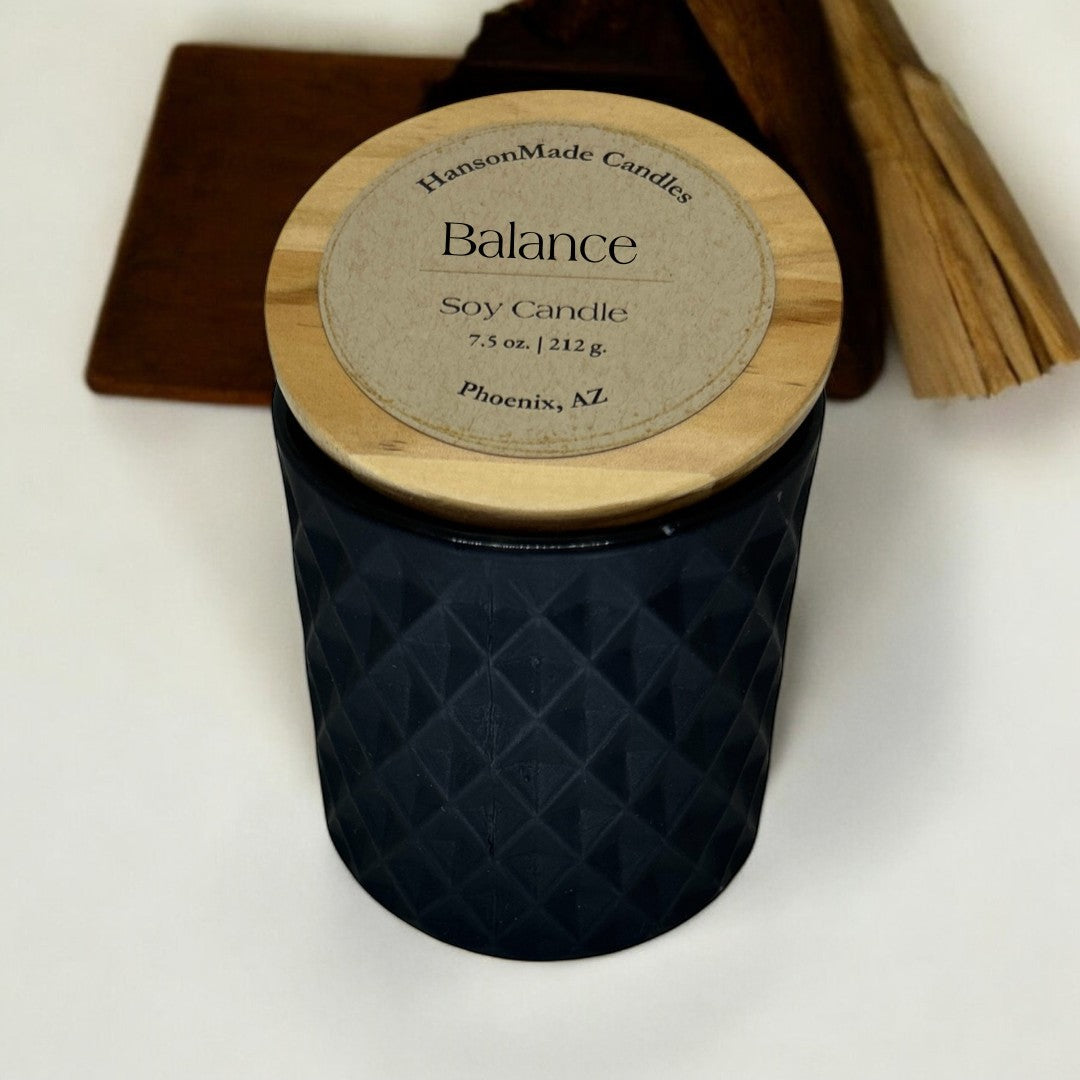Balance (Sandalwood) | Matte Black 7.5 oz glass