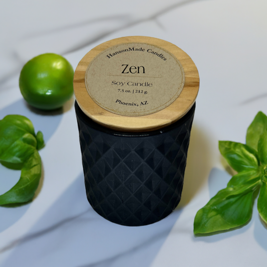 Zen (Cool Citrus Basil) | Matte Black 7.5 oz glass